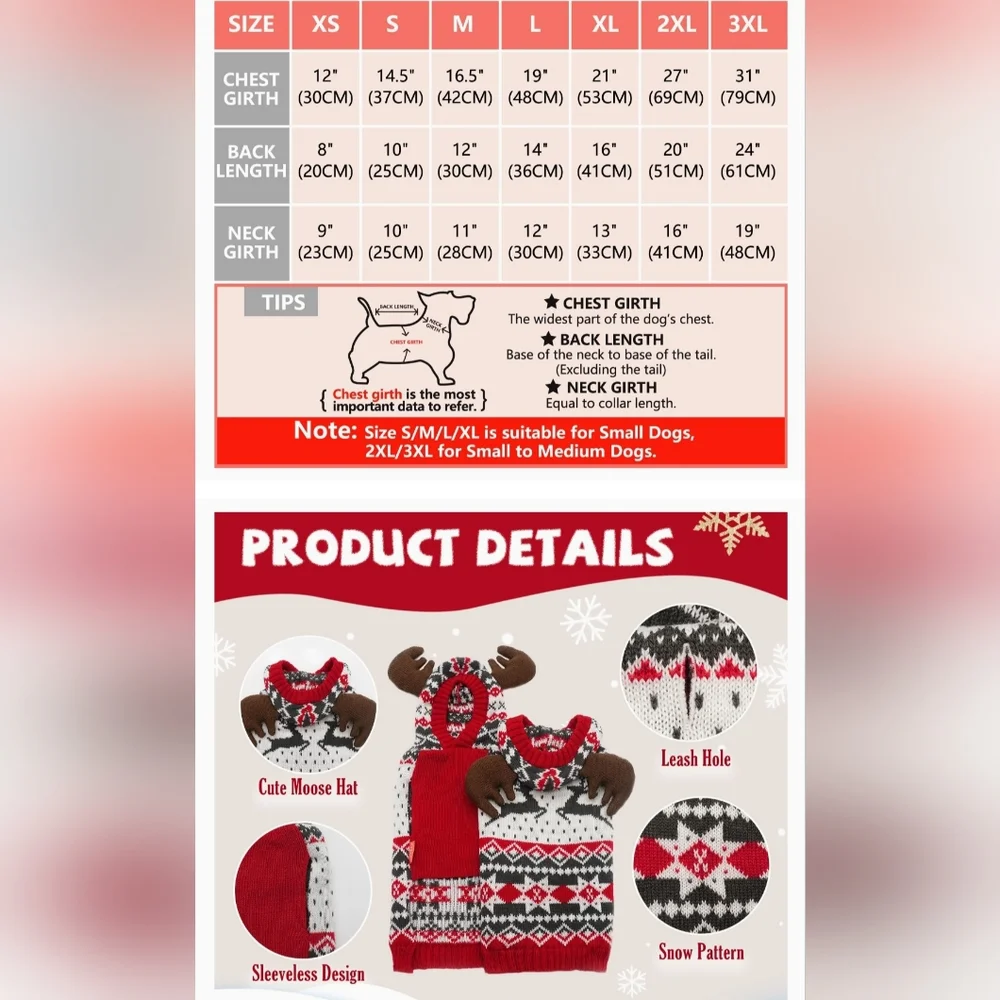 🌟HOST PICK🌟 NEW Holiday Reindeer Pet Sweater Hoodie Size XL